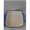 Image 3 : Bruntmor Light Blue Enamel Coated Cast Iron Baking Pan/Frying Pan With Ridged Top Side