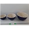 Image 1 : (3) Sequentially Sized Mixing Bowls Small, Medium, Large Cobalt Blue Ceramic