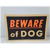 Image 2 : Beware of Dog Sign and Mini Metal Urn With Dog Prints