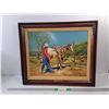 Image 1 : Painted Appy's First Saddle Picture Painting Wooden Frame - 24" x 20"