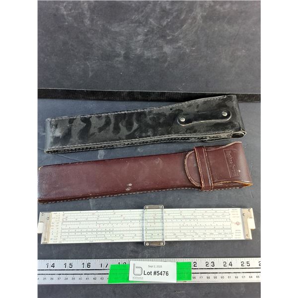 (2) Slide Ruler Cases, (1) Geotec Slide Ruler