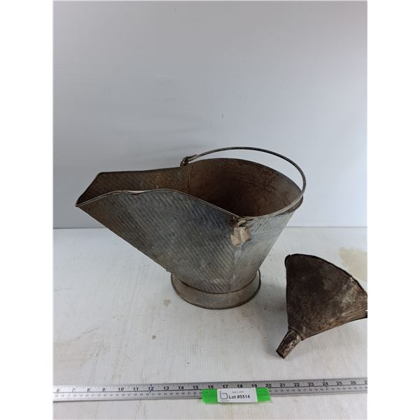 Vintage Funnel, Vintage Coal Bucket - As Is CANNOT SHIP