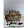 Image 1 : Vintage Wooden Ammunitions Box, Needle Nose Pliers, Harness, Misc - As Is CANNOT SHIP