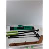 Image 1 : (4) Childrens Golf Clubs, Franklin Golf Bag, Wooden Hockey Stick Rack - As Is