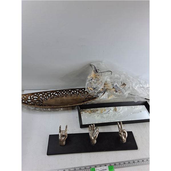 Decorative Bowl, Mirror, Wall Hooks, Misc - As Is
