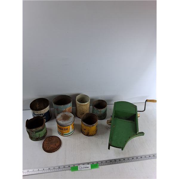 (7) Tins, Vintage Seeder - As Is