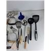 Image 4 : (10) Knifes, (2) Tongs, (2) Spatulas, Misc - As Is