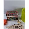 Image 4 : (3) Novelty Signs, Green Jar, Box, Misc - As Is