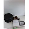 Image 1 : Black Box, Note Cards, Picture Frame 6'' x 4'', (5) Decorative Sphere - As Is