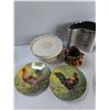 Image 2 : (2) Plates, (2) Candle Holders, Vase, Misc - As Is