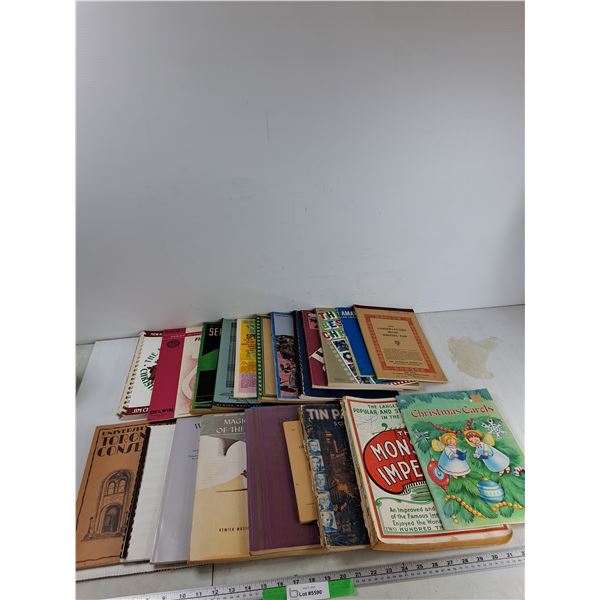 (22) Books - Christmas Carols, The Monster Imperial, The Conserveatoire Music Writing Pad, Misc - As