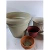 Image 2 : (2) Clay Pots, (3) Plastic Pots - As Is  -  PICK UP