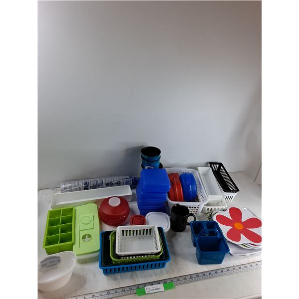Assorted Baskets, Ice Cube Molds, Paper Cups, Misc - As is