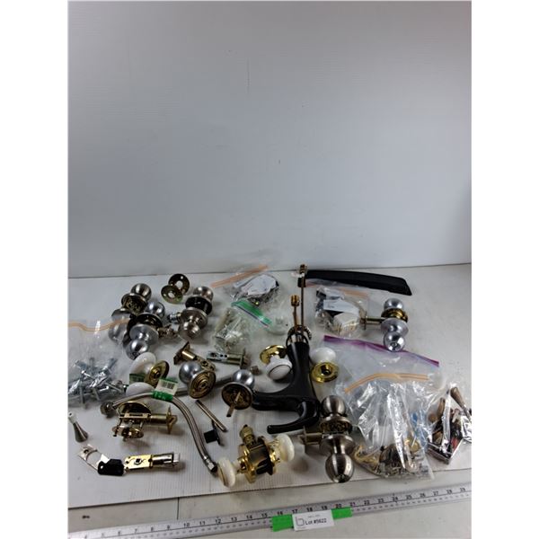 Assorted Doorknobs, (2) Flexible Connectors, Assorted Screws, Misc - As Is