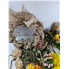 Image 2 : Assorted Burlap Ribbon And Garland, Assorted Fake Decorative Flowers, Wreath, Misc - As Is