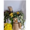 Image 3 : Assorted Burlap Ribbon And Garland, Assorted Fake Decorative Flowers, Wreath, Misc - As Is