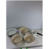Image 1 : (4) Vintage Enamel Bowls, Vintage Pot - As Is