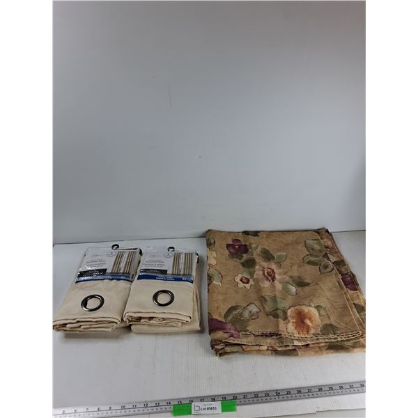 (2) Curtains, Table Cloth - As Is
