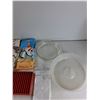 Image 3 : (7) Tablecloths, Dish Towels, Glass Bowl, Misc - As Is