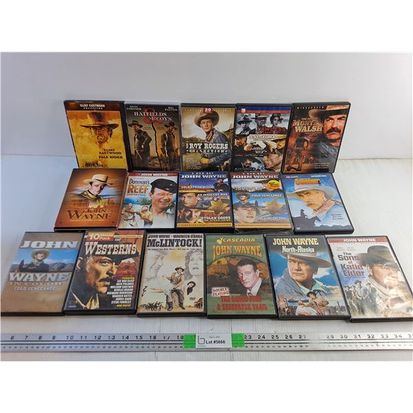 (16) DVD Movies - John Wayne, Westerns, Monte Walsh