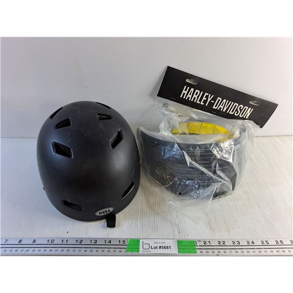 Bell Youth Bicycle Helmet, Harley Davidson Helmet Tinted Visor - New