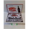 Image 1 : (2) Metal Wall Art (Mobiloil & Coca-Cola) - 12" x 8"