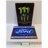 Image 1 : (2) Metal Wall Art (Ford & Monster) - 12" x 8"