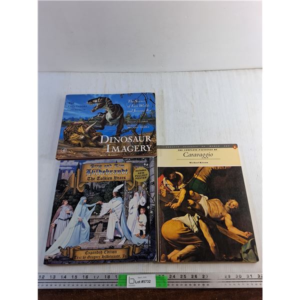 (3) Books - Dinosaur Imagery, Caravaggio, Greg and Jim Hildebrandt