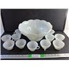 Image 1 : Milk Glass Punch Bowl & Cups  -  PICK UP