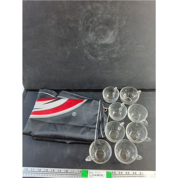 (2) NHL Carolina Hurricanes Banners, (8) Glass Tea Cups