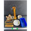 Image 1 : Porcelain Desk Decor, Wooden Candle Holder, Dominoes, Hardware Bin
