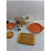 Image 2 : 9″ Wooden Cutting Board, (2) Bonna Cooking Dishes, (3) Small Jars up to 5″, Misc