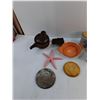 Image 3 : 9″ Wooden Cutting Board, (2) Bonna Cooking Dishes, (3) Small Jars up to 5″, Misc