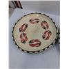 Image 2 : (2) Vegetable Design Plates up to 13″, Emile Henry 10″ White Ceramic Bowl
