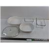 Image 1 : (2) Corningware Ceramic Dishes up to 11″, (2) Glass Containers up to 8″