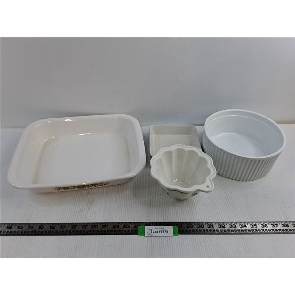 14″ Corning Ceramic Tray, Royal Doulton Garmina Flower Container, Misc