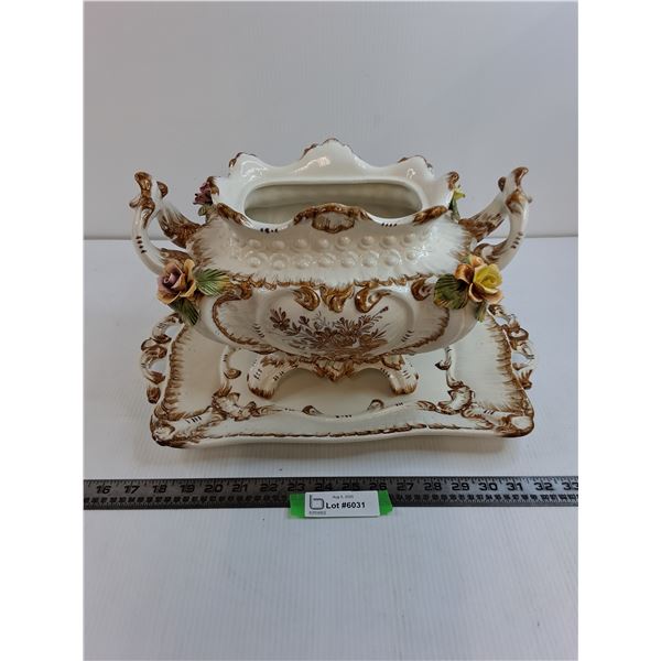 Italian Porcelain Tureen & Tray - 17x11x9.5" - Pick Up Preferred