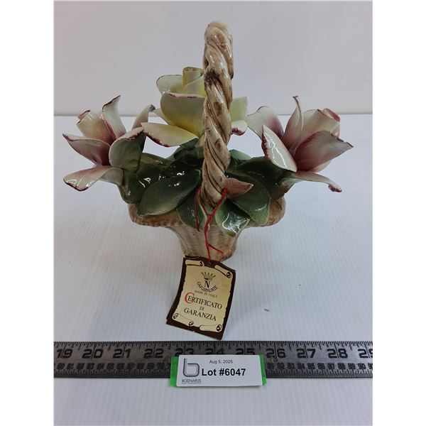 Capodimonte Italian Porcelain "Flower Basket" Table Ornament