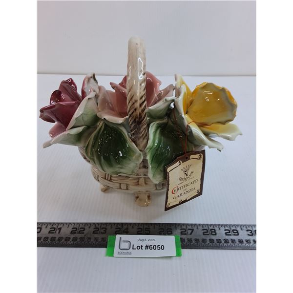 Capodimonte Italian Porcelain "Flower Basket" Table Ornament