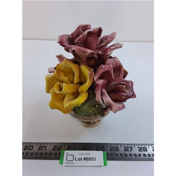 Capodimonte Italian Porcelain "Flower Basket" Table Ornament - Chipped