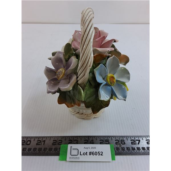 Bassano Italian Porcelain "Flower Basket" Table Ornament