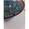 Image 3 : Iridescent Glass Punch Bowl with 12 Cups - 12" Dia - Some Chips - Pickup Preferred