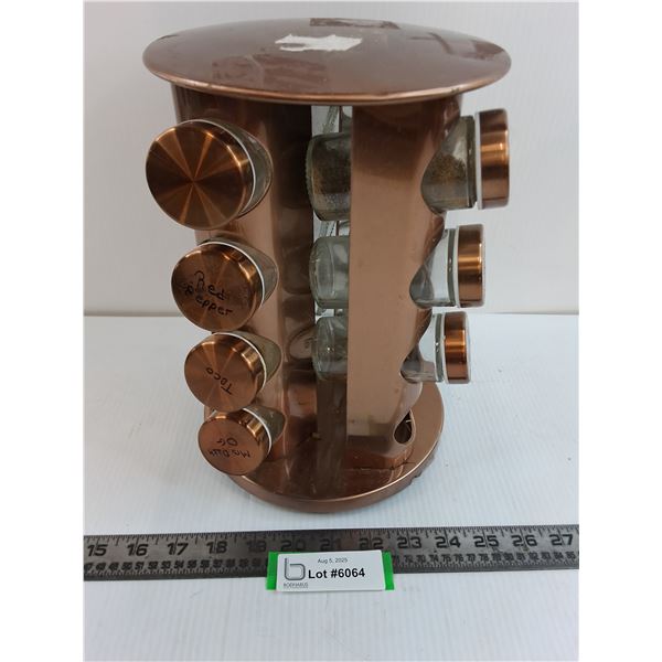 Metal Turnstile 16 Jar Spice Rack - Missing 1 Jar - 11" High