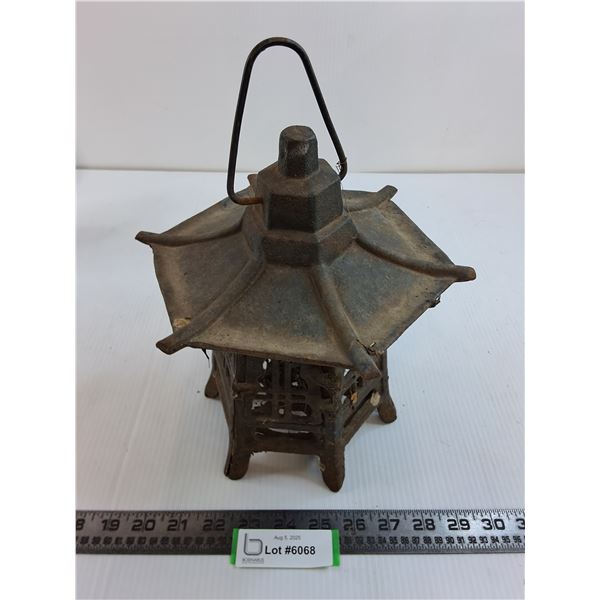 Cast Iron Backyard Decor Lantern - 10" Tall