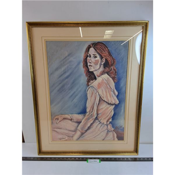 * Metal Framed "Lady Pose" Wall Art - 26" x 32" - Pickup Only