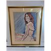 Image 1 : * Metal Framed "Lady Pose" Wall Art - 26" x 32" - Pickup Only