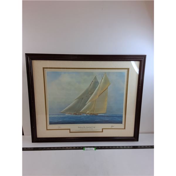 * Wood Framed "Yachts of the America's Cup" Wall Art - 31" x 25" - Pickup Only
