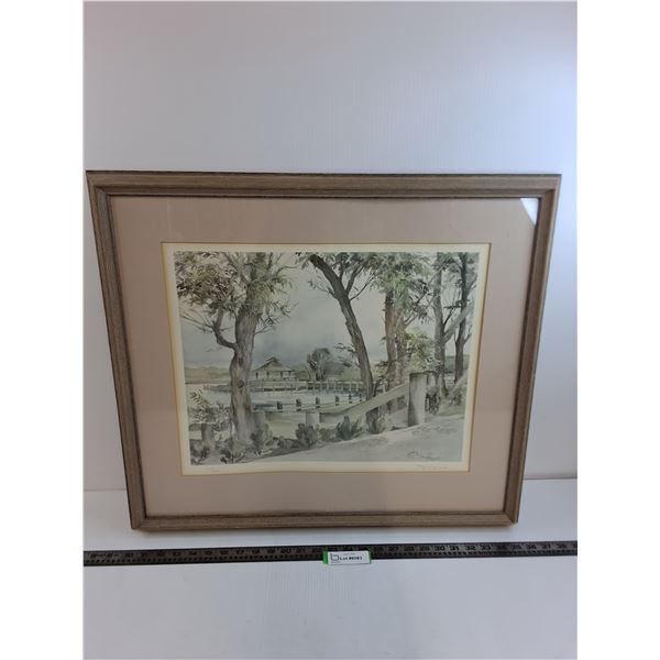 * Wood Framed "Plaxton's Lake" Wall Art - 26" x 23" - Pickup Only