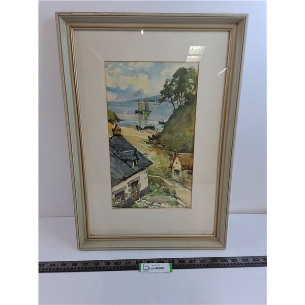 Wood Framed "Brittany Harbour" Wall Art - 21" x 15"