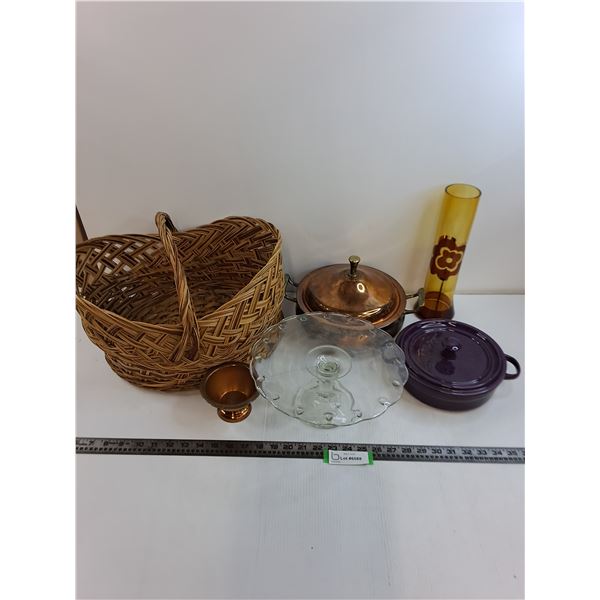 Vintage Decor/Serving Dishes (Basket, Copper, Glass, Ceramic)